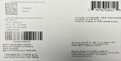 Label (Atorvastatin Ca 20mg)